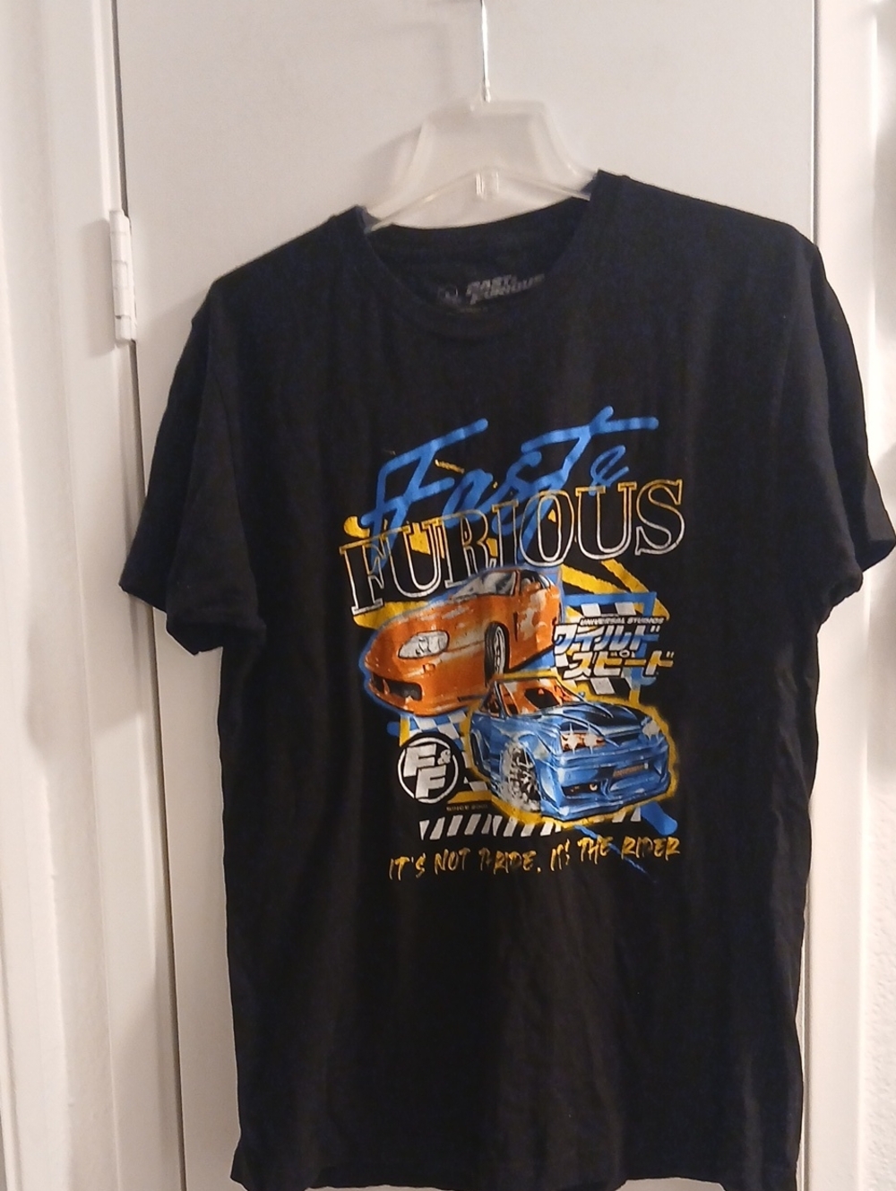 Fast & Furious Graphic Tee - Black with Blue & Orange Cars Large